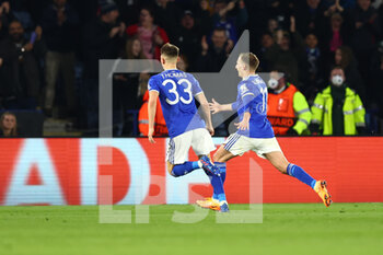 2022-03-10 - Leicester City Midfielder Marc Albrighton (11) celebrates his goal 1-0 during the UEFA Conference League, Round of 16, 1st leg football match between Leicester City and Stade Rennais (Rennes) on March 10, 2022 at King Power Stadium in Leicester, England - LEICESTER CITY VS STADE RENNAIS (RENNES) - UEFA CONFERENCE LEAGUE - SOCCER