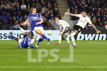 2022-03-10 - Rennes Midfielder Jonas Martin (28) shoots over during the UEFA Conference League, Round of 16, 1st leg football match between Leicester City and Stade Rennais (Rennes) on March 10, 2022 at King Power Stadium in Leicester, England - LEICESTER CITY VS STADE RENNAIS (RENNES) - UEFA CONFERENCE LEAGUE - SOCCER