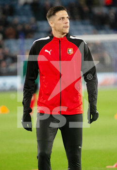 2022-03-10 - Jonas Martin of Stade Rennais warms up during the UEFA Conference League, Round of 16, 1st leg football match between Leicester City and Stade Rennais (Rennes) on March 10, 2022 at King Power Stadium in Leicester, England - LEICESTER CITY VS STADE RENNAIS (RENNES) - UEFA CONFERENCE LEAGUE - SOCCER