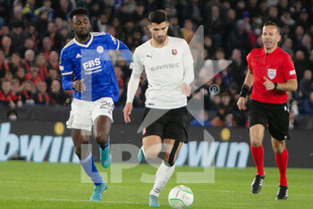 2022-03-10 - Martin Terrier of Stade Rennais and Daniel Amartey of Leicester FC during the UEFA Conference League, Round of 16, 1st leg football match between Leicester City and Stade Rennais (Rennes) on March 10, 2022 at King Power Stadium in Leicester, England - LEICESTER CITY VS STADE RENNAIS (RENNES) - UEFA CONFERENCE LEAGUE - SOCCER