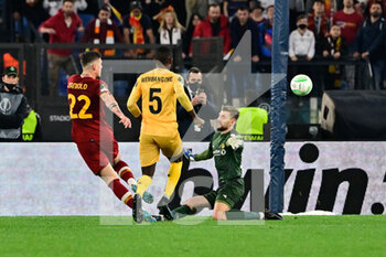 2022-04-14 - Nicolo' Zaniolo (AS Roma) goal 3-0 during the UEFA Europa Conference League football match between AS Roma and FK Bodo/Glimt at The Olympic Stadium in Rome on April 14, 2022. - AS ROMA VS FK BODO/GLIMT - UEFA CONFERENCE LEAGUE - SOCCER
