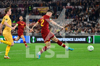2022-04-14 - Nicolo' Zaniolo (AS Roma) goal 4-0 during the UEFA Europa Conference League football match between AS Roma and FK Bodo/Glimt at The Olympic Stadium in Rome on April 14, 2022. - AS ROMA VS FK BODO/GLIMT - UEFA CONFERENCE LEAGUE - SOCCER