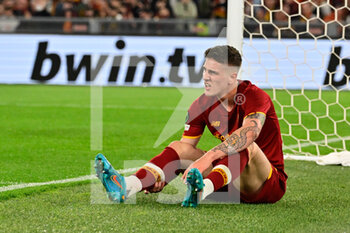 2022-04-14 - Nicolo' Zaniolo (AS Roma) during the UEFA Europa Conference League football match between AS Roma and FK Bodo/Glimt at The Olympic Stadium in Rome on April 14, 2022. - AS ROMA VS FK BODO/GLIMT - UEFA CONFERENCE LEAGUE - SOCCER