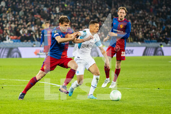 2022-03-17 - BASEL, SWITZERLAND - MARCH 17: Fabian Frei of Basel (R) against Amine Harit of Marseille (R) during the UEFA Conference League Round of 16 Leg Two match between FC Basel and Olympique Marseille at  on March 17, 2022 in Basel, Switzerland. - FC BASEL AND OLYMPIQUE MARSEILLE - UEFA CONFERENCE LEAGUE - SOCCER