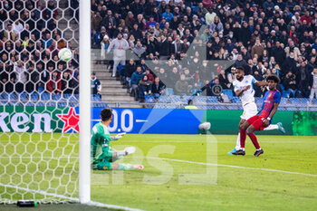 2022-03-17 - BASEL, SWITZERLAND - MARCH 17: Cédric Bakambu of Marseille attempts a kick for score his goal during the UEFA Conference League Round of 16 Leg Two match between FC Basel and Olympique Marseille at  on March 17, 2022 in Basel, Switzerland. - FC BASEL AND OLYMPIQUE MARSEILLE - UEFA CONFERENCE LEAGUE - SOCCER
