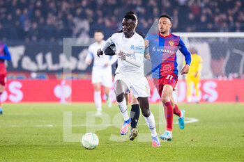 2022-03-17 - BASEL, SWITZERLAND - MARCH 17: Pape Gueye of Marseille in action during the UEFA Conference League Round of 16 Leg Two match between FC Basel and Olympique Marseille at  on March 17, 2022 in Basel, Switzerland. - FC BASEL AND OLYMPIQUE MARSEILLE - UEFA CONFERENCE LEAGUE - SOCCER