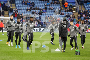 2022-04-07 - Leicester City warm up during the UEFA Europa Conference League, Quarter-finals, 1st leg football match between Leicester City and PSV Eindhoven on April 7, 2022 at the King Power Stadium in Leicester, England - LEICESTER CITY VS PSV EINDHOVEN - UEFA CONFERENCE LEAGUE - SOCCER