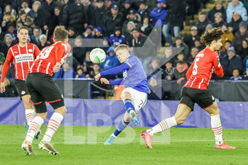 2022-04-07 - Harvey Barnes (7) of Leicester City during the UEFA Europa Conference League, Quarter-finals, 1st leg football match between Leicester City and PSV Eindhoven on April 7, 2022 at the King Power Stadium in Leicester, England - LEICESTER CITY VS PSV EINDHOVEN - UEFA CONFERENCE LEAGUE - SOCCER