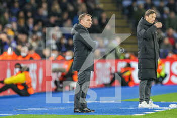 2022-04-07 - Brendan Rodgers Manager of Leicester City during the UEFA Europa Conference League, Quarter-finals, 1st leg football match between Leicester City and PSV Eindhoven on April 7, 2022 at the King Power Stadium in Leicester, England - LEICESTER CITY VS PSV EINDHOVEN - UEFA CONFERENCE LEAGUE - SOCCER