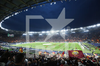2022-05-05 - A general view of the Olimpico stadium with Roma's flags during the UEFA Conference League, Semi-finals, 2nd leg football match between AS Roma and Leicester City on May 5, 2022 at Stadio Olimpico in Rome, Italy - AS ROMA VS LEICESTER CITY - UEFA CONFERENCE LEAGUE - SOCCER