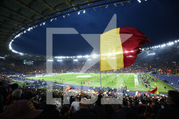 2022-05-05 - A general view of the Olimpico stadium with Roma's flags during the UEFA Conference League, Semi-finals, 2nd leg football match between AS Roma and Leicester City on May 5, 2022 at Stadio Olimpico in Rome, Italy - AS ROMA VS LEICESTER CITY - UEFA CONFERENCE LEAGUE - SOCCER
