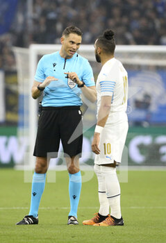 2022-05-05 - Referee Sandro Scharer of Switzerland, Dimitri Payet of Marseille during the UEFA Europa Conference League semi-final second leg football match between Olympique de Marseille (OM) and Feyenoord Rotterdam on May 5, 2022 at Stade Velodrome in Marseille, France - OLYMPIQUE DE MARSEILLE (OM) VS FEYENOORD ROTTERDAM - UEFA CONFERENCE LEAGUE - SOCCER