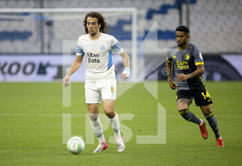2022-05-05 - Matteo Guendouzi of Marseille, Reiss Nelson of Feyenoord during the UEFA Europa Conference League semi-final second leg football match between Olympique de Marseille (OM) and Feyenoord Rotterdam on May 5, 2022 at Stade Velodrome in Marseille, France - OLYMPIQUE DE MARSEILLE (OM) VS FEYENOORD ROTTERDAM - UEFA CONFERENCE LEAGUE - SOCCER