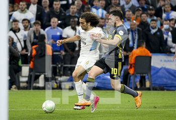 2022-05-05 - Matteo Guendouzi of Marseille, Orkun Kokcu of Feyenoord during the UEFA Europa Conference League semi-final second leg football match between Olympique de Marseille (OM) and Feyenoord Rotterdam on May 5, 2022 at Stade Velodrome in Marseille, France - OLYMPIQUE DE MARSEILLE (OM) VS FEYENOORD ROTTERDAM - UEFA CONFERENCE LEAGUE - SOCCER