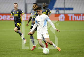 2022-05-05 - Cengiz Under of Marseille, Reiss Nelson of Feyenoord during the UEFA Europa Conference League semi-final second leg football match between Olympique de Marseille (OM) and Feyenoord Rotterdam on May 5, 2022 at Stade Velodrome in Marseille, France - OLYMPIQUE DE MARSEILLE (OM) VS FEYENOORD ROTTERDAM - UEFA CONFERENCE LEAGUE - SOCCER