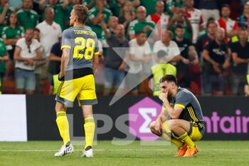 2022-05-25 - Orkun Kokcu of Feyenoord looks dejected during the UEFA Europa Conference League, Final football match between AS Roma and Feyenoord on May 25, 2022 at the National Arena in Tirana, Albania - FOOTBALL - CONFERENCE LEAGUE - FINAL - ROMA V FEYENOORD - UEFA CONFERENCE LEAGUE - SOCCER