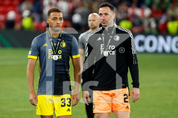 2022-05-25 - Cyriel Dessers of Feyenoord and Ofir Marciano of Feyenoord during the UEFA Europa Conference League, Final football match between AS Roma and Feyenoord on May 25, 2022 at the National Arena in Tirana, Albania - FOOTBALL - CONFERENCE LEAGUE - FINAL - ROMA V FEYENOORD - UEFA CONFERENCE LEAGUE - SOCCER