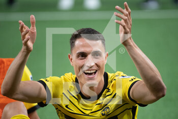 2022-08-11 - August 11, 2022, Bern, Wankdorf, Conference League: BSC Young Boys - Kuopion PS, #8 Vincent Sierro (Young Boys) is happy about the win. - CONFERENCE LEAGUE: BSC YOUNG BOYS - KUOPION PS - UEFA CONFERENCE LEAGUE - SOCCER