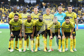2022-08-18 - August 18, 2022, Bern, Wankdorf, Conference League Play-off: BSC Young Boys - RSC Anderlecht, behind row from left to right #13 Mohamed Ali Camara (Young Boys), #20 Cheikh Niasse (Young Boys), #11 Cedric Itten (Young Boys ), #8 Vincent Sierro (Young Boys), #26 David von Ballmoos (Young Boys) and #5 Cedric Zesiger (Young Boys). front row from left to right #25 Jordan Lefort (Young Boys), #15 Meschack Elia (Young Boys), #10 Nicolas Moumi Ngamaleu (Young Boys), #27 Lewin Blum (Young Boys) and #32 Fabian Rieder (Young Boys). - CONFERENCE LEAGUE PLAYOFF: BSC YOUNG BOYS - RSC ANDERLECHT - UEFA CONFERENCE LEAGUE - SOCCER