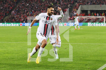 2022-11-03 - Gaetan Laborde of Nice celebrates his goal 0-1 during the UEFA Conference League, Group D football match between FC Koln and OGC Nice on November 3, 2022 at RheinEnergieStadion in Koln, Germany - FOOTBALL - CONFERENCE LEAGUE - KOLN V NICE - UEFA CONFERENCE LEAGUE - SOCCER