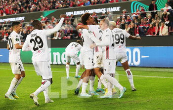 2022-11-03 - Gaetan Laborde of Nice celebrates his goal 0-1 with teammates during the UEFA Conference League, Group D football match between FC Koln and OGC Nice on November 3, 2022 at RheinEnergieStadion in Koln, Germany - FOOTBALL - CONFERENCE LEAGUE - KOLN V NICE - UEFA CONFERENCE LEAGUE - SOCCER