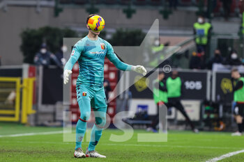 2022-01-13 - Adrian Semper of Genoa CFC in action during the Coppa Italia 2021/22 football match between AC Milan and Genoa CFC at Giuseppe Meazza Stadium, Milan, Italy on January 13, 2022 - AC MILAN VS GENOA CFC - ITALIAN CUP - SOCCER