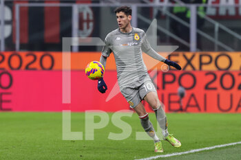 2022-01-13 - Filippo Melegoni of Genoa CFC in action during the Coppa Italia 2021/22 football match between AC Milan and Genoa CFC at Giuseppe Meazza Stadium, Milan, Italy on January 14, 2022 - AC MILAN VS GENOA CFC - ITALIAN CUP - SOCCER