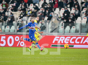 2022-01-18 - Caputo of Sampdoria during the Italian Cup, Coppa Italia, round of 16 football match between Juventus FC and UC Sampdoria on January 18, 2022 at Allianz Stadium in Turin, Italy - JUVENTUS FC VS UC SAMPDORIA - ITALIAN CUP - SOCCER