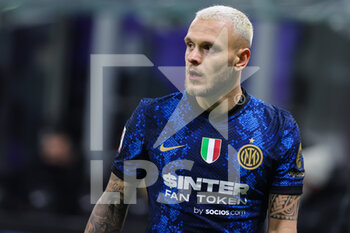 2022-01-19 - Federico Dimarco of FC Internazionale looks on during the Coppa Italia 2021/22 football match between FC Internazionale and Empoli FC at Giuseppe Meazza Stadium, Milan, Italy on January 19, 2022 - INTER - FC INTERNAZIONALE VS EMPOLI FC - ITALIAN CUP - SOCCER