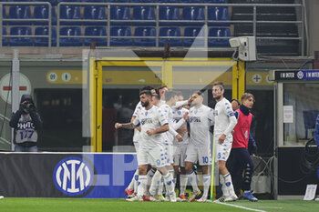 2022-01-19 - Nedim Bajrami of Empoli FC celebrates with his team mates after scoring a goal during the Coppa Italia 2021/22 football match between FC Internazionale and Empoli FC at Giuseppe Meazza Stadium, Milan, Italy on January 19, 2022 - INTER - FC INTERNAZIONALE VS EMPOLI FC - ITALIAN CUP - SOCCER