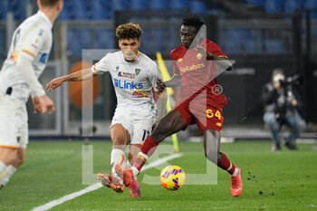 2022-01-20 - Valentin Gendrey (US Lecce) Felix Afena (AS Roma)  during the Coppa Italia Frecciarossa round of 16 match between AS Roma vs US Lecce at the Olimpic Stadium in Rome on 20 January 2022. - AS ROMA VS US LECCE - ITALIAN CUP - SOCCER
