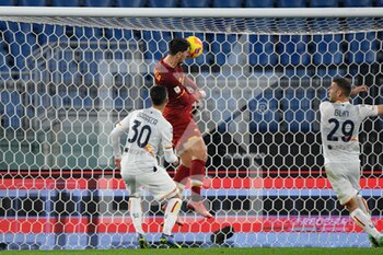 2022-01-20 - Marash Kumbulla (AS Roma) goal 1-1 during the Coppa Italia Frecciarossa round of 16 match between AS Roma vs US Lecce at the Olimpic Stadium in Rome on 20 January 2022. - AS ROMA VS US LECCE - ITALIAN CUP - SOCCER