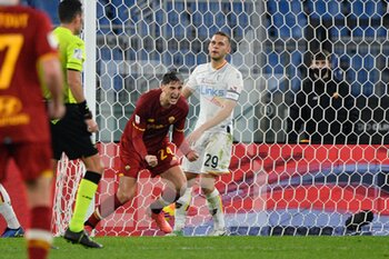 2022-01-20 - Marash Kumbulla (AS Roma) celebrates after scoring the goal 1-1 during the Coppa Italia Frecciarossa round of 16 match between AS Roma vs US Lecce at the Olimpic Stadium in Rome on 20 January 2022. - AS ROMA VS US LECCE - ITALIAN CUP - SOCCER