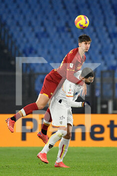 2022-01-20 - Marash Kumbulla (AS Roma)  during the Coppa Italia Frecciarossa round of 16 match between AS Roma vs US Lecce at the Olimpic Stadium in Rome on 20 January 2022. - AS ROMA VS US LECCE - ITALIAN CUP - SOCCER