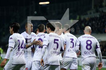 2022-02-10 - Krzysztof Piatek (ACF Fiorentina) celebrates after scoring his side's second goal of the match - ATALANTA BC VS ACF FIORENTINA - ITALIAN CUP - SOCCER