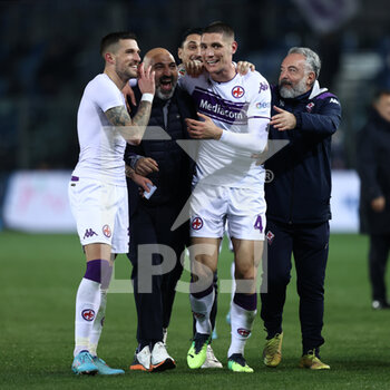 2022-02-10 - Nikola Milenkovic (ACF Fiorentina) and Cristiano Biraghi (ACF Fiorentina) celebrate - ATALANTA BC VS ACF FIORENTINA - ITALIAN CUP - SOCCER