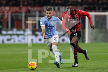 2022-02-09 - Rafael Leao of AC Milan in action during the Coppa Italia 2021/22 football match between AC Milan and SS Lazio at Giuseppe Meazza Stadium, Milan, Italy on February 09, 2022 - AC MILAN VS SS LAZIO - ITALIAN CUP - SOCCER