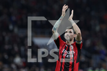 2022-02-09 - Alessio Romagnoli of AC Milan greets the fans during the Coppa Italia 2021/22 football match between AC Milan and SS Lazio at Giuseppe Meazza Stadium, Milan, Italy on February 09, 2022 - AC MILAN VS SS LAZIO - ITALIAN CUP - SOCCER