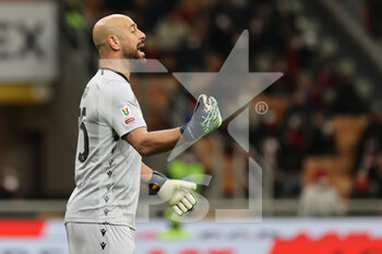2022-02-09 - Pepe Reina of SS Lazio reacts during the Coppa Italia 2021/22 football match between AC Milan and SS Lazio at Giuseppe Meazza Stadium, Milan, Italy on February 09, 2022 - AC MILAN VS SS LAZIO - ITALIAN CUP - SOCCER