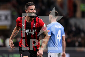2022-02-09 - Olivier Giroud of AC Milan celebrates after scoring a goal during the Coppa Italia 2021/22 football match between AC Milan and SS Lazio at Giuseppe Meazza Stadium, Milan, Italy on February 09, 2022 - AC MILAN VS SS LAZIO - ITALIAN CUP - SOCCER