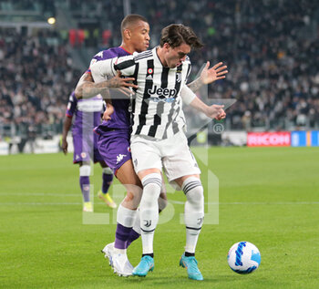 2022-04-20 - Dusan Vlahovic of Juventus Fc during the Italian Cup, Coppa Italia, semi-finals 2nd leg football match between Juventus FC and ACF Fiorentina on April 20, 2022 at Allianz stadium in Turin, Italy - JUVENTUS FC VS ACF FIORENTINA - ITALIAN CUP - SOCCER