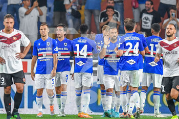 2022-08-05 - team Sampdoria celebrates after scoring a goal - UC SAMPDORIA VS REGGINA 1914 - ITALIAN CUP - SOCCER