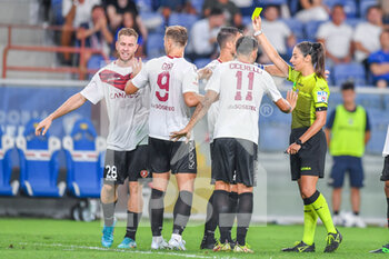 2022-08-05 - The Referee of the match Maria Sole Ferrieri Caputi to Livorno Yellow card for Thiago Cionek
 (Reggina) - UC SAMPDORIA VS REGGINA 1914 - ITALIAN CUP - SOCCER