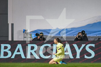 2022-01-23 - Arsenal forward Tobin Heath (77) celebrates a goal 1-1 during the Women's English championship, FA Women's Super League football match between Manchester City and Arsenal FC on January 23, 2022 at the Sport City Academy Stadium in Manchester, England - MANCHESTER CITY VS ARSENAL FC - ENGLISH FA WOMEN'S SUPER LEAGUE - SOCCER