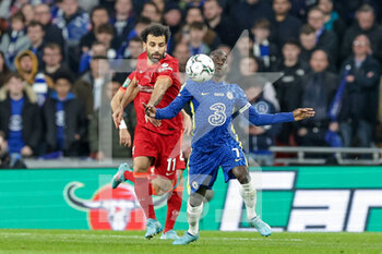 2022-02-27 - Ngolo Kante (7) of Chelsea battles with Mohamed Salah (11) of Liverpool during the English League Cup, Carabao Cup Final football match between Chelsea and Liverpool on February 27, 2022 at Wembley Stadium in London, England - FINAL - CHELSEA VS LIVERPOOL - ENGLISH LEAGUE CUP - SOCCER