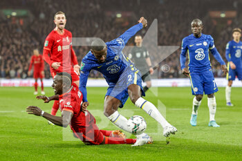 2022-02-27 - Antonio Rudiger (2) of Chelsea tussles with Sadio Mane (10) of Liverpool during the English League Cup, Carabao Cup Final football match between Chelsea and Liverpool on February 27, 2022 at Wembley Stadium in London, England - FINAL - CHELSEA VS LIVERPOOL - ENGLISH LEAGUE CUP - SOCCER
