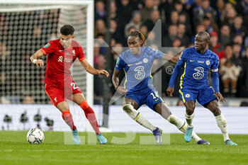 2022-02-27 - Luis Diaz (23) of Liverpool and Trevoh Chalobah, Ngolo Kante of Chelsea during the English League Cup, Carabao Cup Final football match between Chelsea and Liverpool on February 27, 2022 at Wembley Stadium in London, England - FINAL - CHELSEA VS LIVERPOOL - ENGLISH LEAGUE CUP - SOCCER