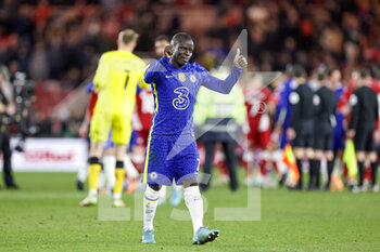 2022-03-19 - Ngolo Kante (7) of Chelsea thanks fans at full time during the English FA Cup, quarters-final football match between Middlesbrough and Chelsea on March 19, 2022 at the Riverside Stadium in Middlesbrough, England - MIDDLESBROUGH VS CHELSEA - ENGLISH LEAGUE CUP - SOCCER