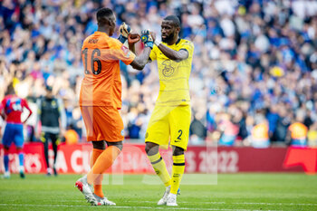 2022-04-17 - Chelsea goalkeeper Edouard Mendy (16) and Chelsea defender Antonio Rudiger (2) after the English FA Cup, semi-final football match between Chelsea and Crystal Palace on April 17, 2022 at Wembley Stadium in London, England - CHELSEA VS CRYSTAL PALACE - ENGLISH LEAGUE CUP - SOCCER