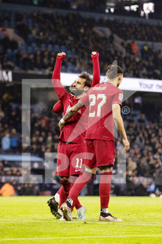 2022-12-22 - Liverpool forward Mohamed Salah (11) scores and celebrates 2-2 during the English League Cup, EFL 4th Round Carabao Cup, football match between Manchester City and Liverpool on December 22, 2022 at the Etihad Stadium in Manchester, England - FOOTBALL - ENGLISH LEAGUE CUP - MANCHESTER CITY V LIVERPOOL - ENGLISH LEAGUE CUP - SOCCER
